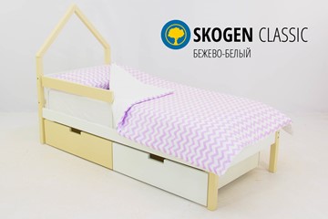 Кровать-домик детская мини Skogen бежево-белый в Перми