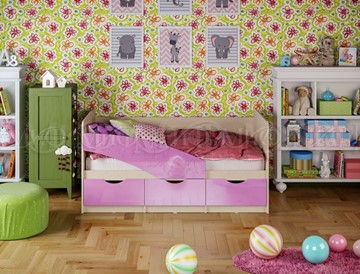 Кровать в детскую Бабочки 800*1600, Сиреневый глянец в Перми