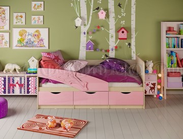 Кровать в детскую Дельфин, Розовый глянец 80х180 в Березниках