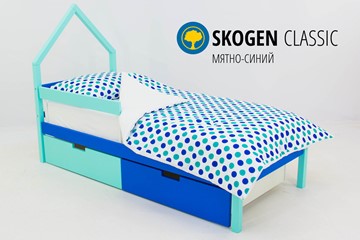 Детская кровать-домик мини Skogen мятно-синий в Перми