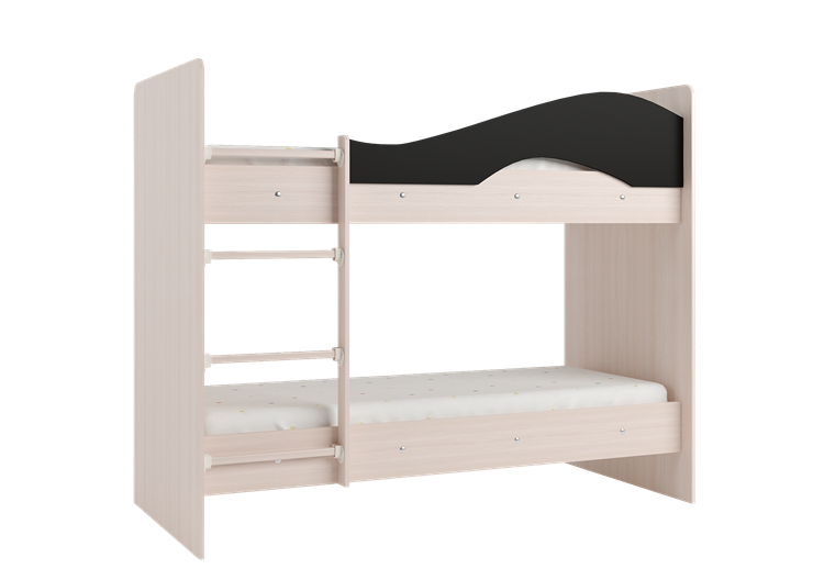 Детская  двухъярусная кровать Мая с 2 ящиками на щитах, корпус Млечный дуб, фасад Венге в Перми - изображение 3