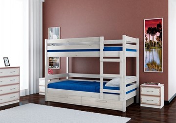 Кровать в детскую Джуниор двухъярусная с ящиками (Белый Античный) в Березниках