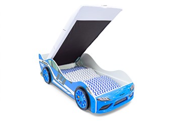 Детская кровать-машина с подъемным механизмом Супра синяя в Перми - предосмотр 4