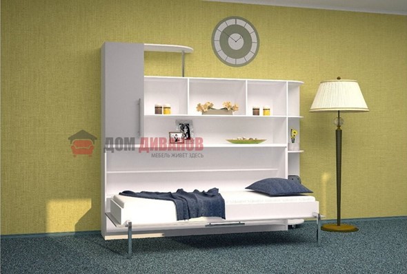Детская кровать-шкаф Горизонтальная в серых тонах, Белый шагрень/Алюминий (900х2000) в Чайковском - изображение