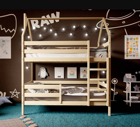 Детская 2-ярусная кровать Домик, без покраски в Березниках - изображение