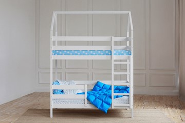 Двухъярусная кровать Домик, цвет белый в Кунгуре