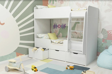 Двухэтажная детская кровать Малыш двойняшка 70х160, корпус Белое дерево, фасад Белое дерево в Березниках - предосмотр
