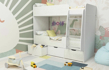 Детская 2-х ярусная кровать Малыш двойняшка 70х160, корпус Белое дерево, фасад Фейритейл в Перми - предосмотр