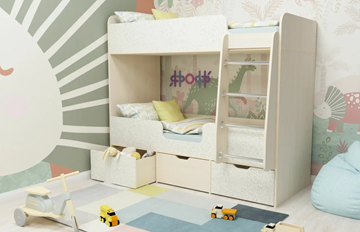 Детская 2-х ярусная кровать Ярофф Малыш двойняшка 70х160, корпус Дуб молочный, фасад Фейритейл в Перми