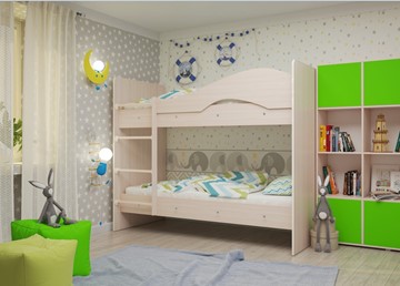 Детская 2-х ярусная кровать Мая на щитах, цвет Млечный дуб в Березниках - предосмотр 1