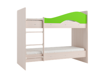 Детская двухэтажная кровать Мая на щитах со шкафом и ящиками, корпус Млечный дуб, фасад Салатовый в Перми - предосмотр 3
