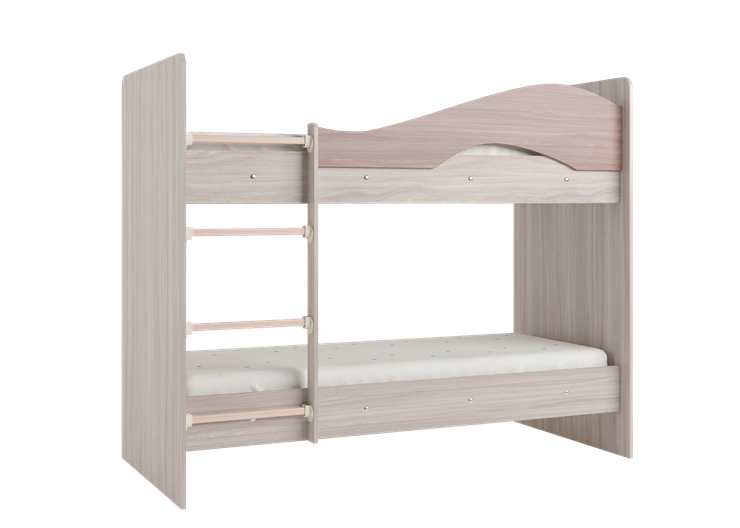 Детская 2-х ярусная кровать Мая на щитах со шкафом и ящиками, корпус Шимо светлый, фасад Шимо темный в Перми - изображение 3