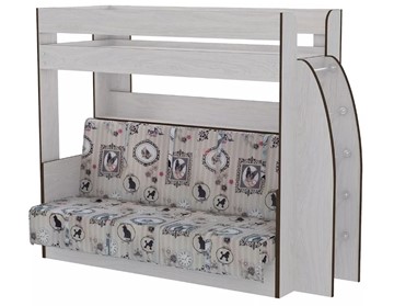 Детская двухэтажная кровать Омега-17 с диваном (Ясень анкор) в Перми - предосмотр
