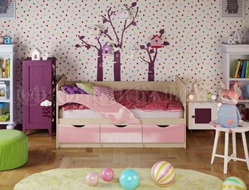 Детская кровать Дельфин-1, Розовый глянец 80х160 в Чайковском