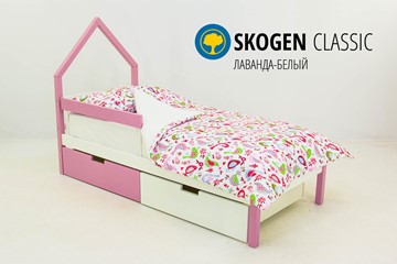 Кровать-домик в детскую мини Skogen белый-лаванда в Перми