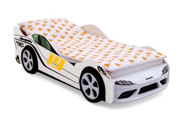 Кровать-машина в детскую Супра белая в Перми - изображение