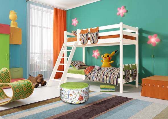Детская кровать двухъярусная Соня, Вариант 10 Белый в Перми - изображение
