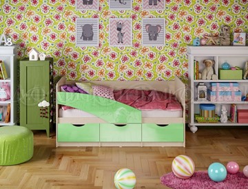 Детская кровать Бабочки 800*1600, Салатовый глянец в Березниках