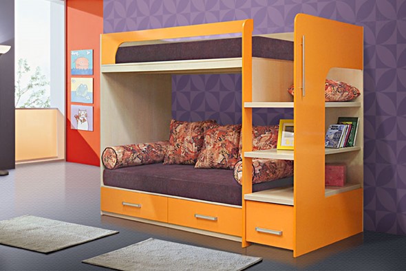 Двухэтажная кровать для детей с бортиками