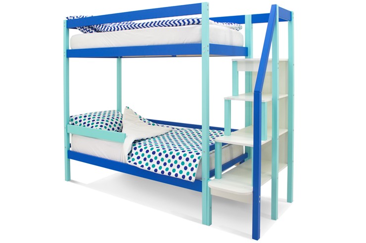 Детская 2-х ярусная кровать Svogen мятный-синий в Перми - изображение 3