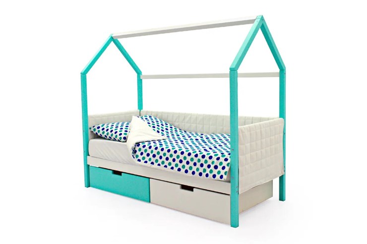 Кровать-домик в детскую «Svogen мятный-белый» мягкая в Перми - изображение 3