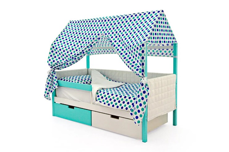 Кровать-домик в детскую «Svogen мятный-белый» мягкая в Перми - изображение 1