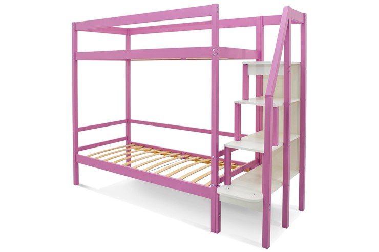 Детская двухэтажная кровать Svogen розовый в Березниках - изображение 1