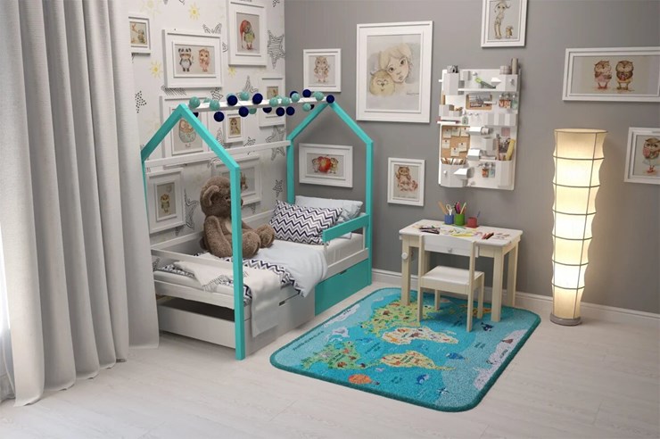 Детская кровать-домик Svogen мятный-белый в Перми - изображение 6