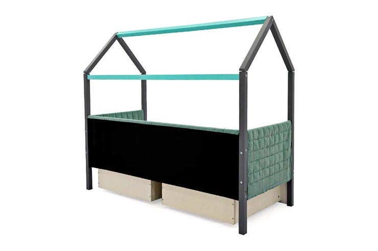 Кровать-домик в детскую «Svogen мятный-графит» мягкая в Перми - изображение 6
