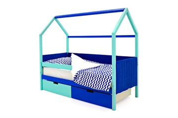 Детская кровать-домик Svogen, мятный-синий мягкая в Перми - предосмотр 3