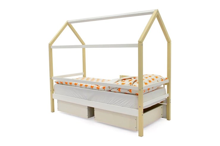 Кровать-домик детская Svogen бежево-белый в Перми - изображение 4