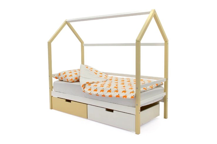 Кровать-домик детская Svogen бежево-белый в Перми - изображение 3
