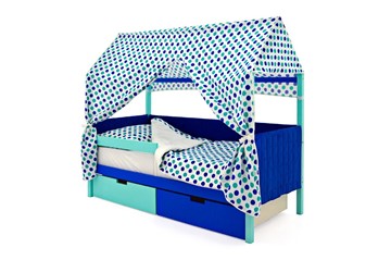 Детская кровать-домик Svogen, мятный-синий мягкая в Перми - предосмотр 1