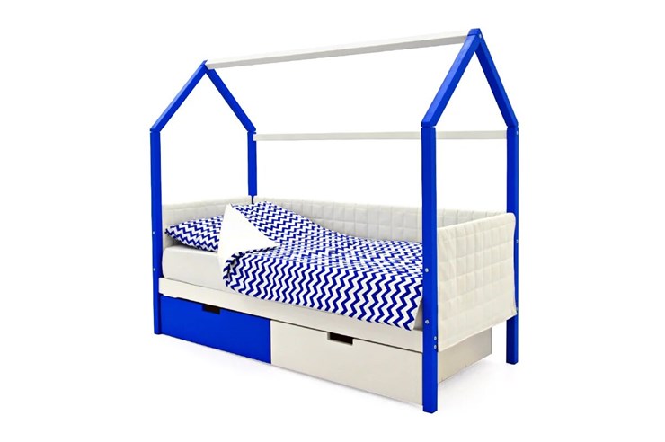 Кровать-домик «Svogen сине-белый» мягкая в Березниках - изображение 3