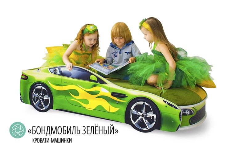 Детская кровать-машина Бондимобиль зеленый в Перми - изображение 2