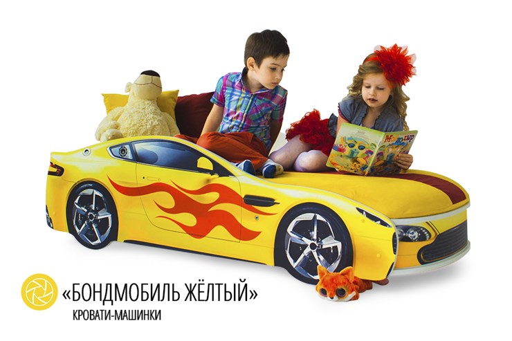 Кровать-машина детская Бондимобиль желтый в Перми - изображение 2