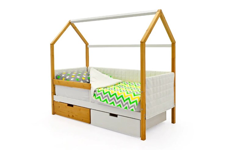 Кровать-домик детская «Svogen белая-дерево» мягкая в Перми - изображение 3
