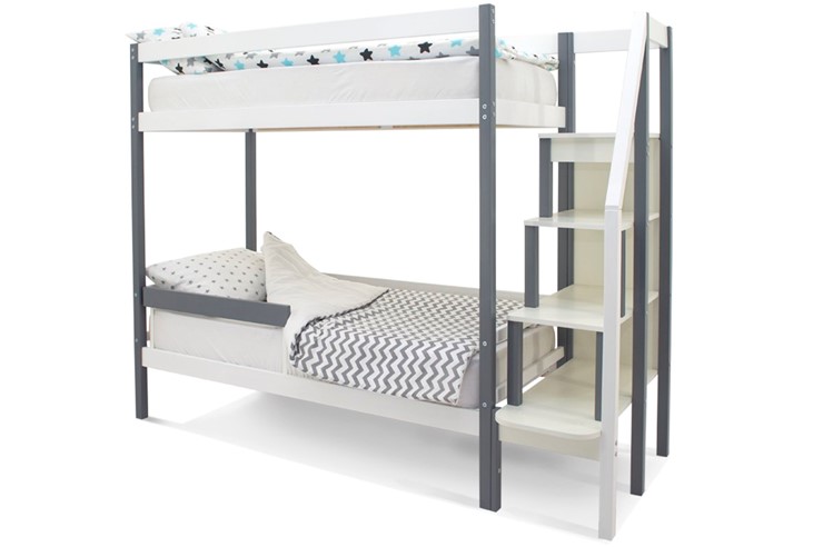 Детская двухэтажная кровать Svogen графит-белый в Перми - изображение 3