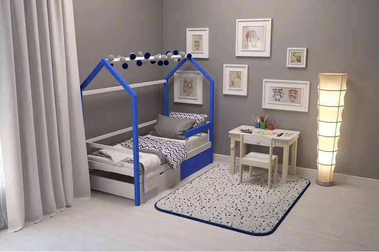 Кровать-домик детская Svogen сине-белый в Перми - изображение 6