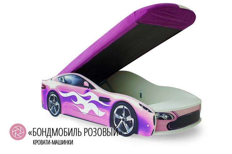 Кровать-машина в детскую Бондимобиль розовый в Перми - изображение 1