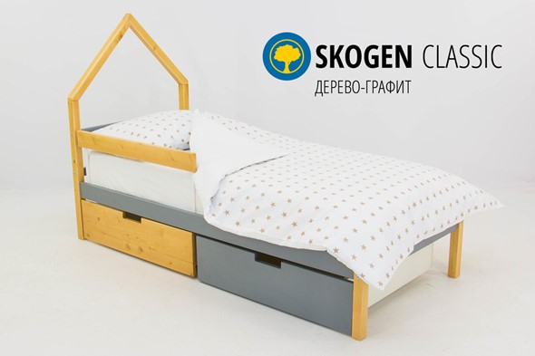 Детская кровать-домик мини Skogen дерево-графит в Перми - изображение