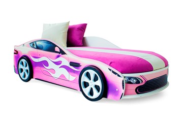 Кровать-машина в детскую Бондимобиль розовый в Перми - предосмотр