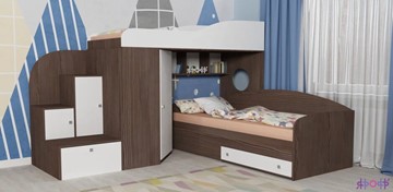 Детская кровать-шкаф Кадет-2, корпус Бодего, фасад Белое дерево в Перми
