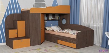 Детская кровать-чердак Кадет-2, корпус Бодего, фасад Оранжевый в Перми