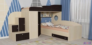 Детская кровать-шкаф Кадет-2, корпус Дуб, фасад Венге в Перми