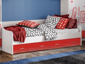 Детская кровать Алфавит (Красный) с ящиками в Чайковском