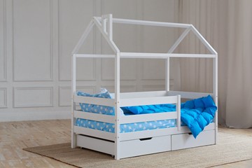 Детская кровать для девочки Домик с ящиками, цвет белый в Перми