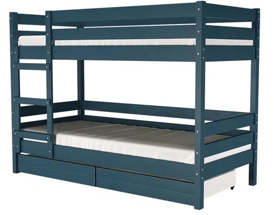 Кроватка Джуниор двухъярусная с ящиками (Сапфировый) в Чайковском - изображение