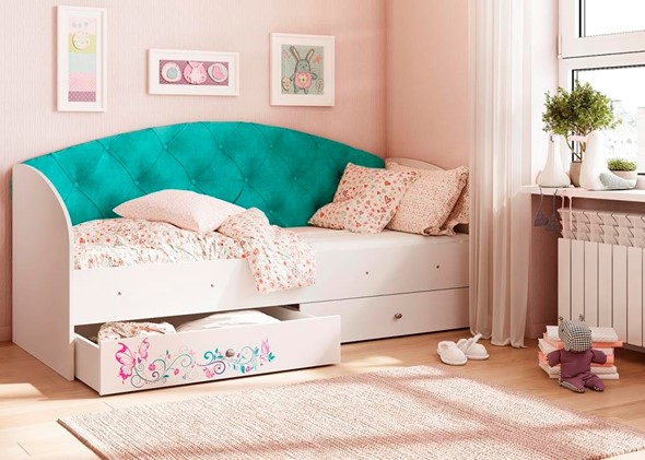Детская кровать Эльза без бортика, Бирюза (латы) в Перми - изображение