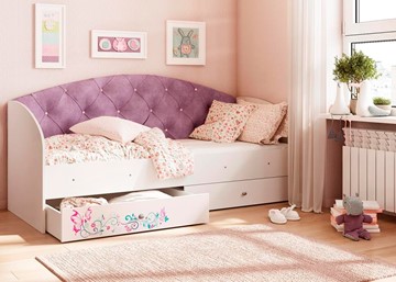Детская кровать с ящиками Эльза без бортика, Фиолетовый (щиты) в Перми